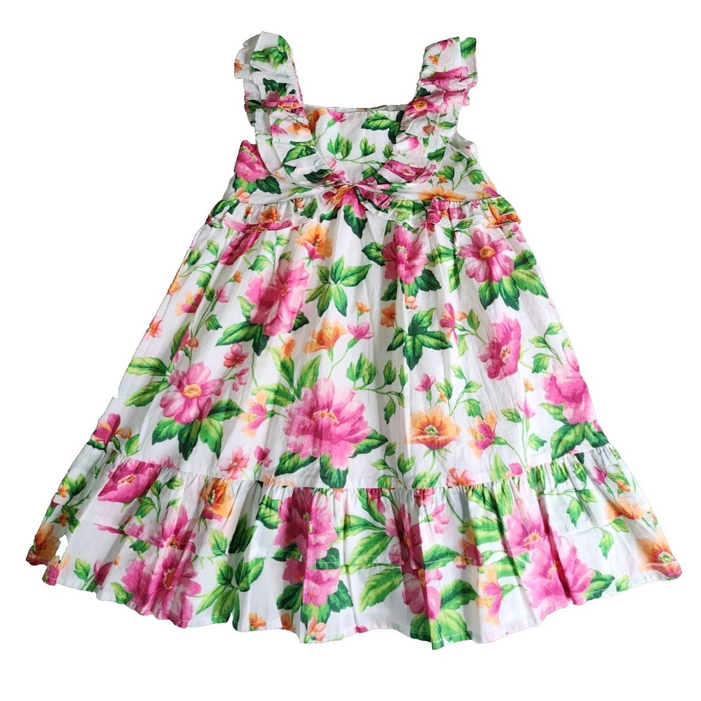 Girls 10 Janie and Jack Sundress Multi Floral Sleeveless Dress Fit Flare 100% Co
